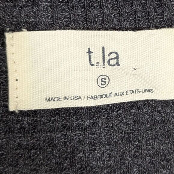 t.la Anthropologie Sz S OS Womens Waffle Knit Thermal Top  Gray Keyhole Tunic - Picture 4 of 10